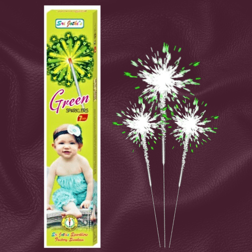 7cm Green Sparklers — Dhaya Crackers Sivakasi